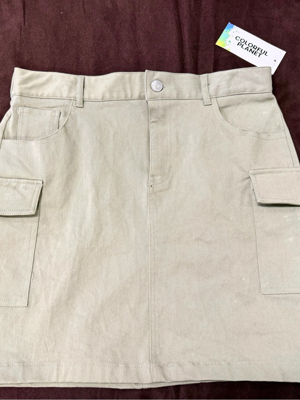 Colorful Planet Women's Khaki Cargo Pencil Skirt